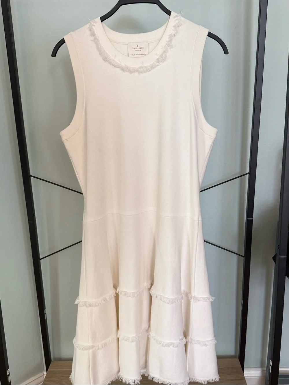 Kate Spade New York Cream Cotton Fringe Trim Dress - Size XL